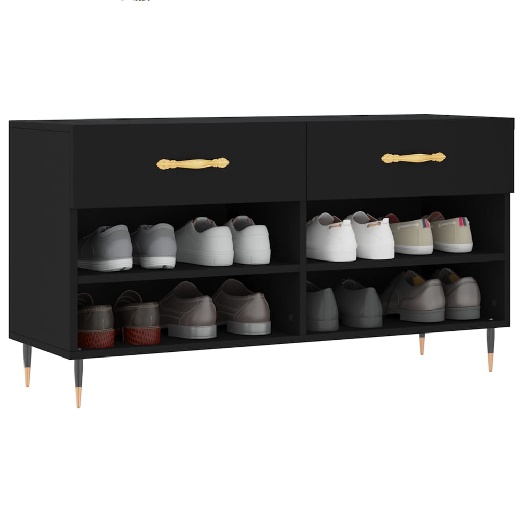 VidaXL Banc à chaussures 102x35x55 cm bois fini noir
