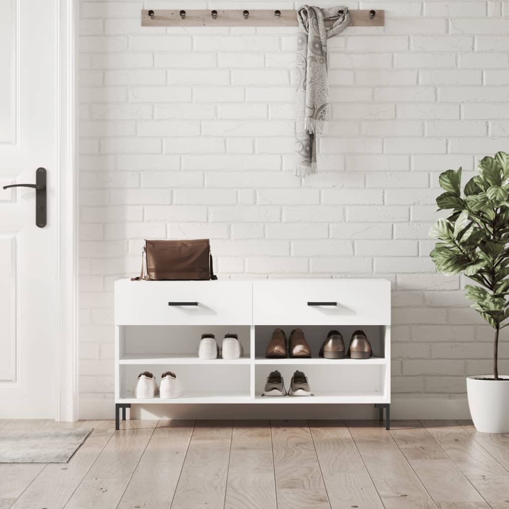 Vidaxx banc à chaussures 102x35x55 cm bois d'ingénierie blanc