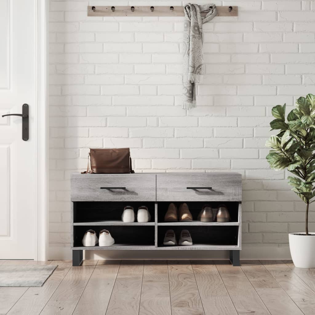 Vidaxx banc à chaussures 102x35x55 cm bois d'ingénierie gris couleur chêne sonoma