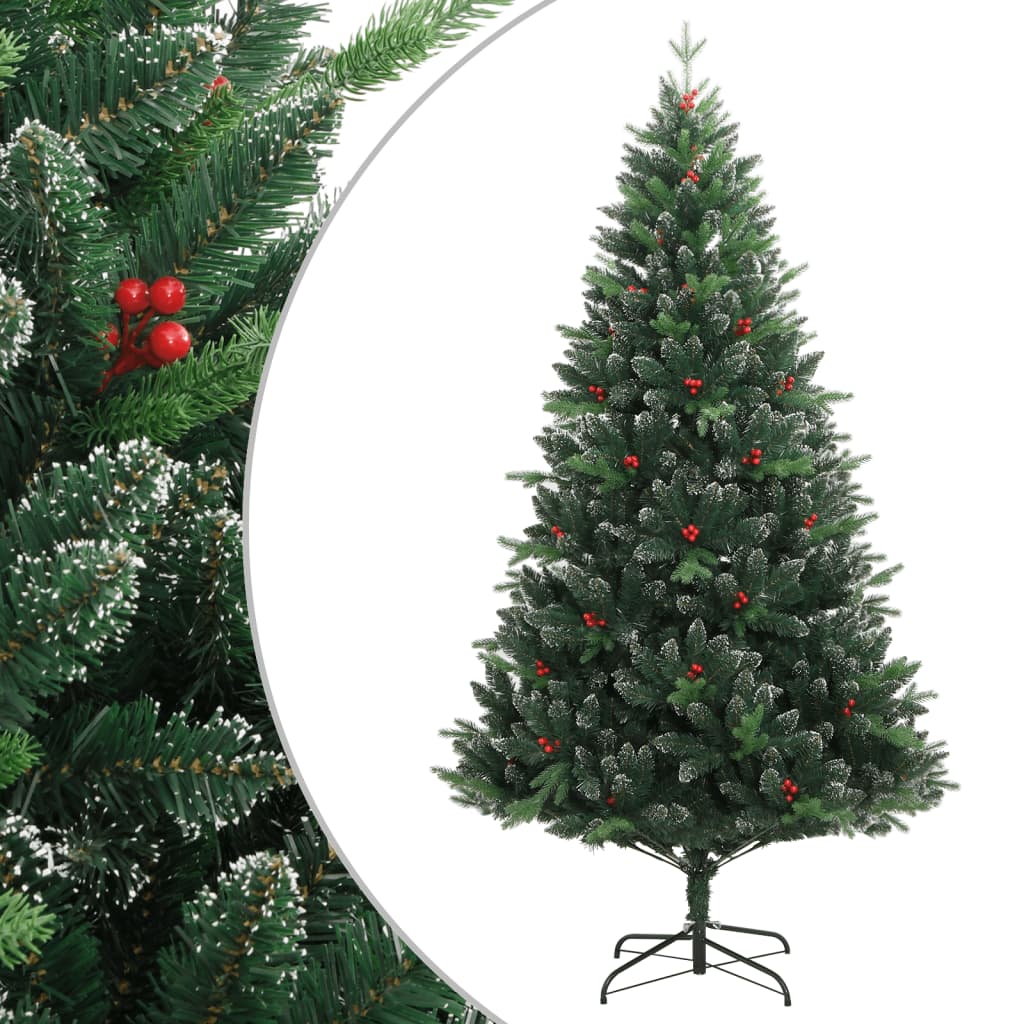 Vidaxl Kunstkerstboom avec des charnières et des baies rouges 120 cm