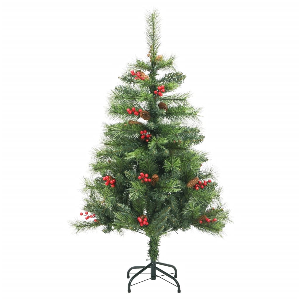 Vidaxl sapin de Noël artificiel avec charnières pommes de pin et baies 150 cm