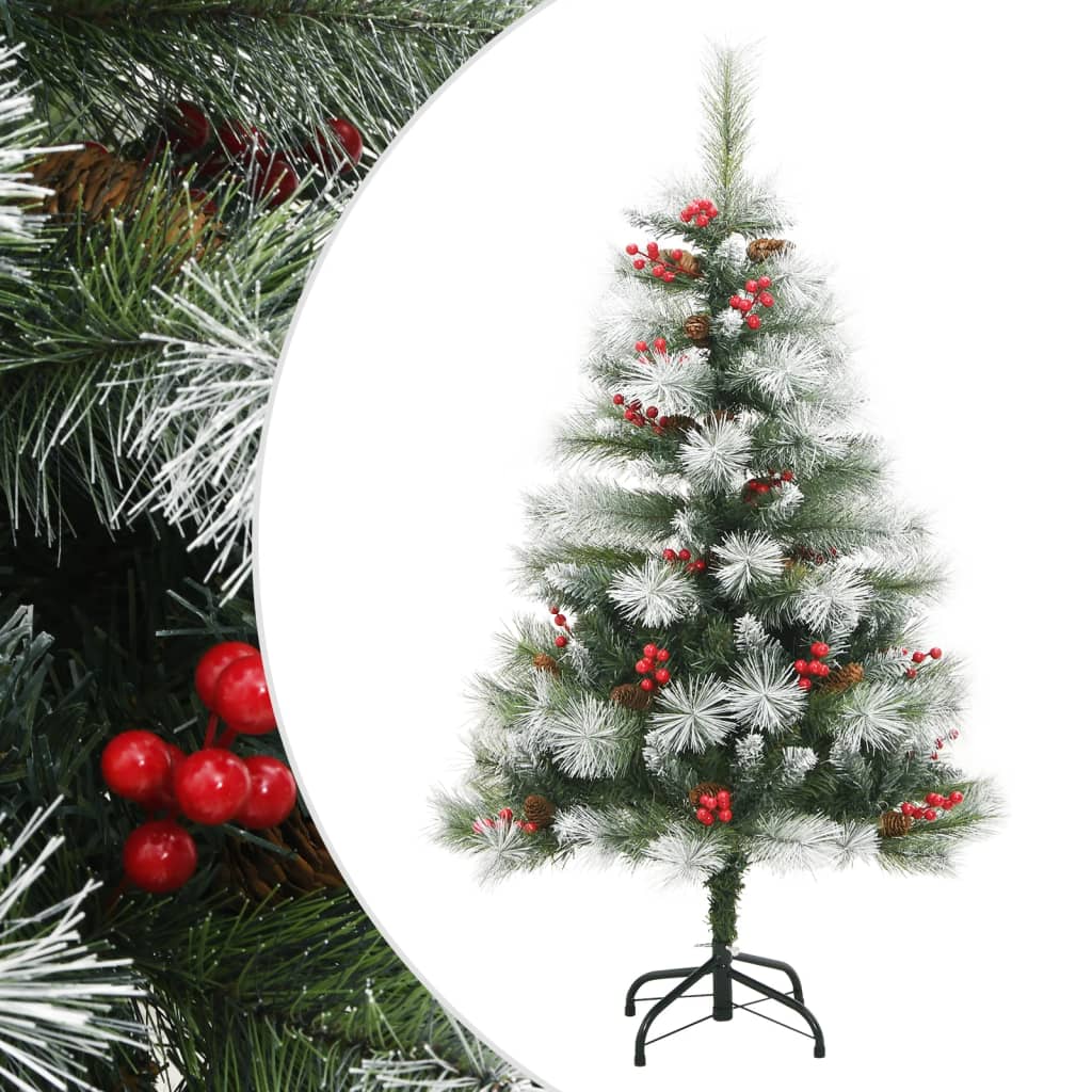 VidaXL Sapin de Noël artificiel avec charnières pommes de pin et baies 120 cm
