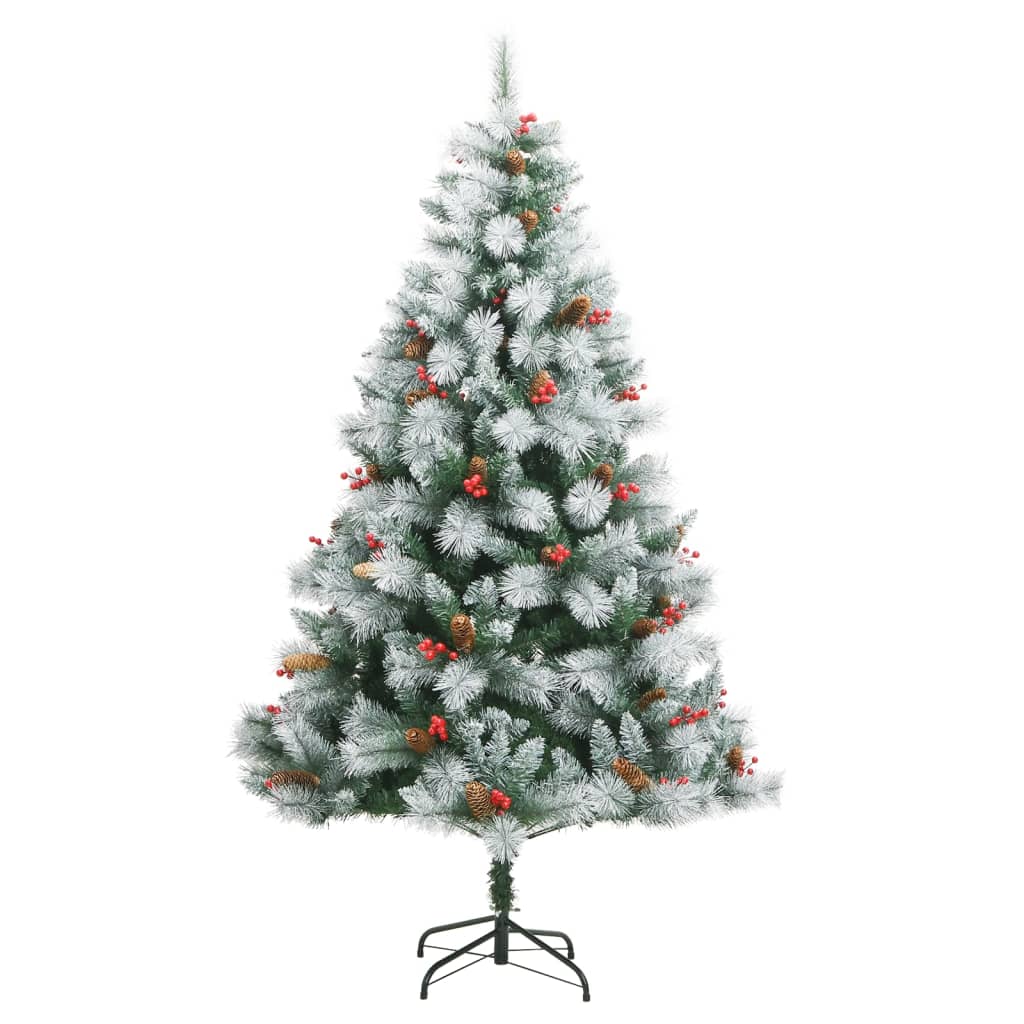VidaXL Sapin de Noël artificiel avec charnières pommes de pin et baies 180 cm