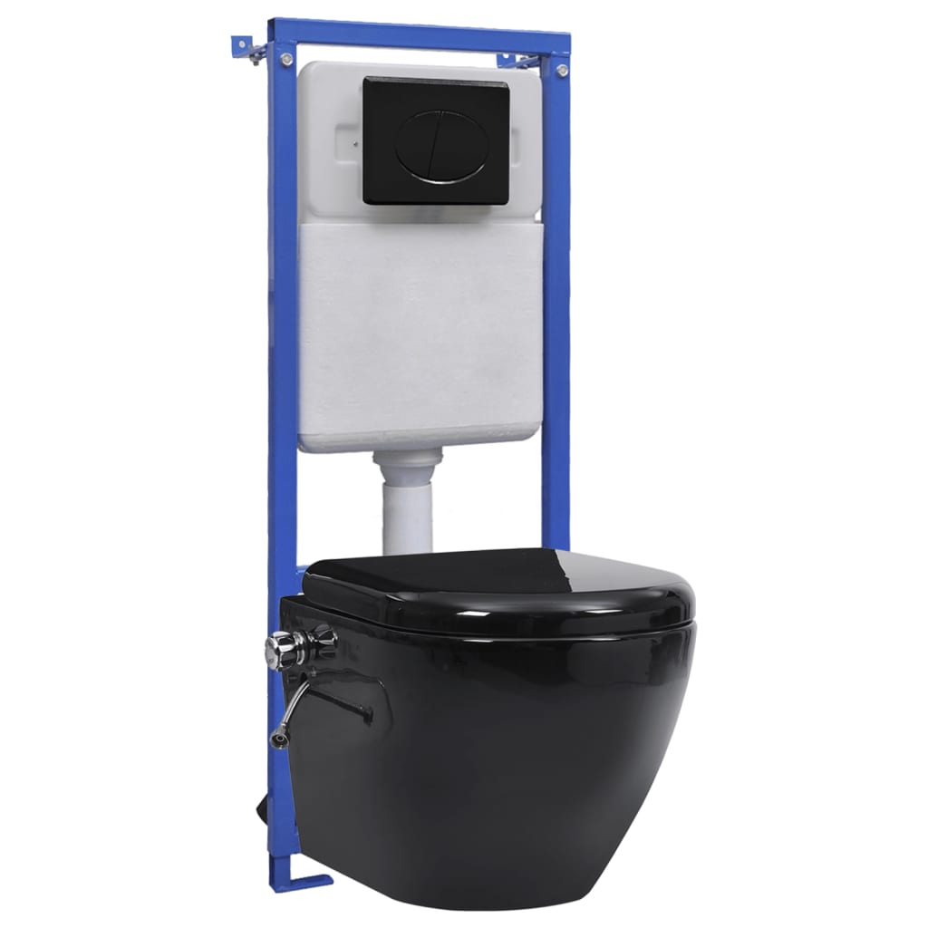 VidaXL WC suspendu sans rebord avec réservoir caché céramique blanc