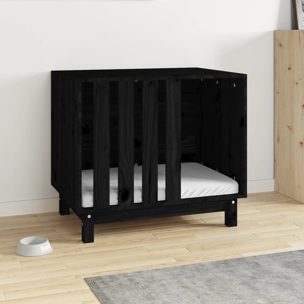 Vidaxl dog loft 70x50x62 cm pine solide noir