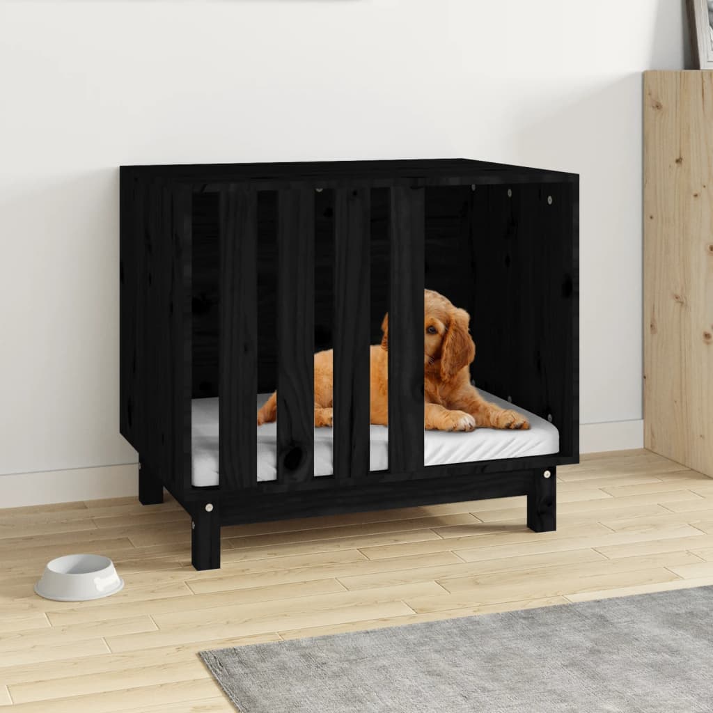 Vidaxl dog loft 70x50x62 cm pine solide noir