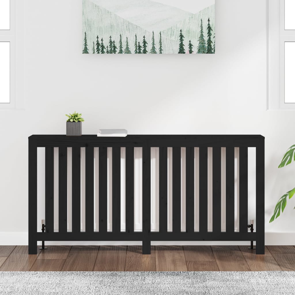 VidaXL Boîtier de radiateur 169x19x84 cm bois de pin massif noir