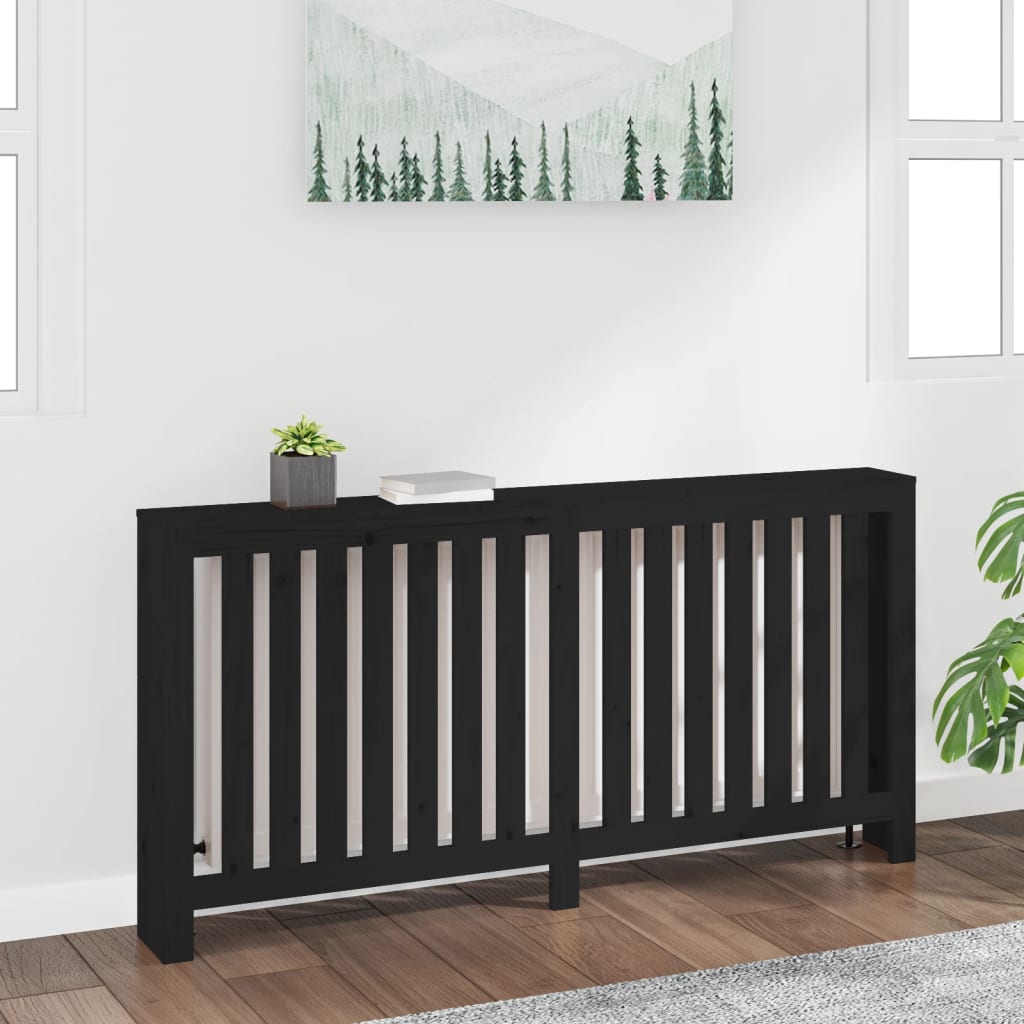 VidaXL Boîtier de radiateur 169x19x84 cm bois de pin massif noir