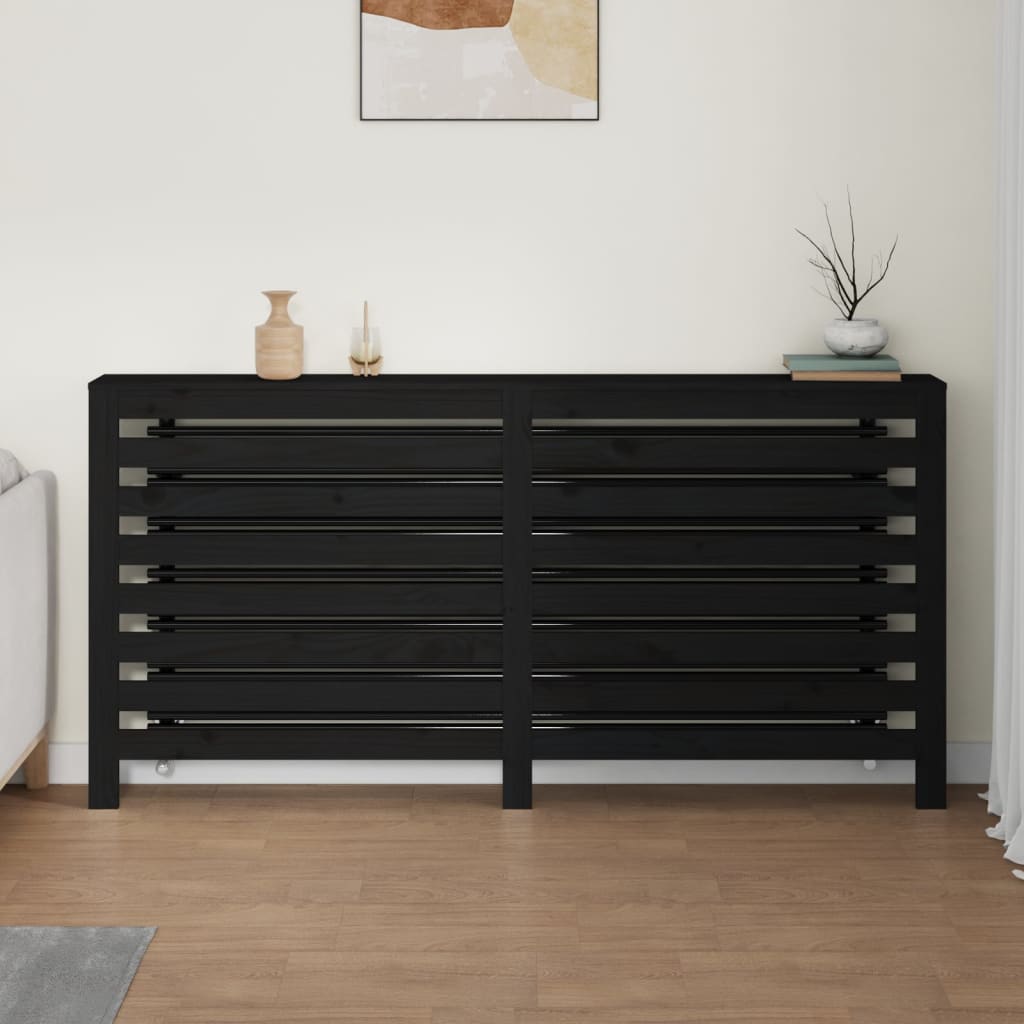 VidaXL Boîtier de radiateur 169x19x84 cm bois de pin massif noir
