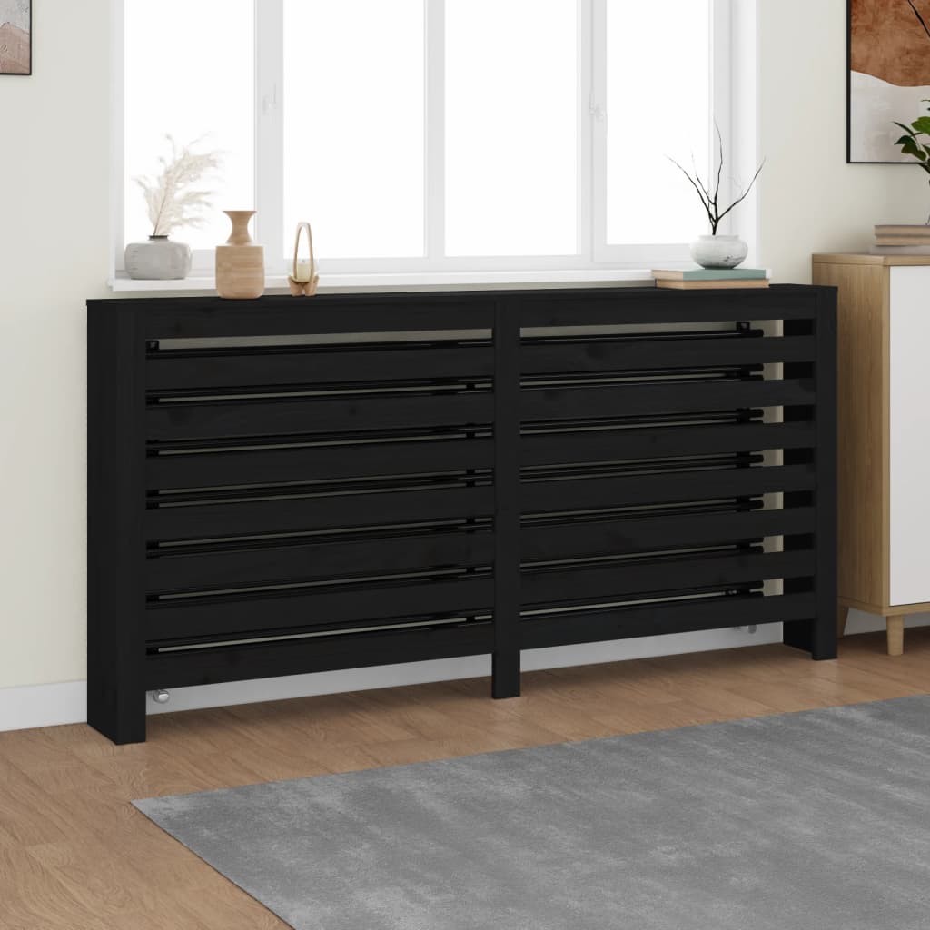VidaXL Boîtier de radiateur 169x19x84 cm bois de pin massif noir