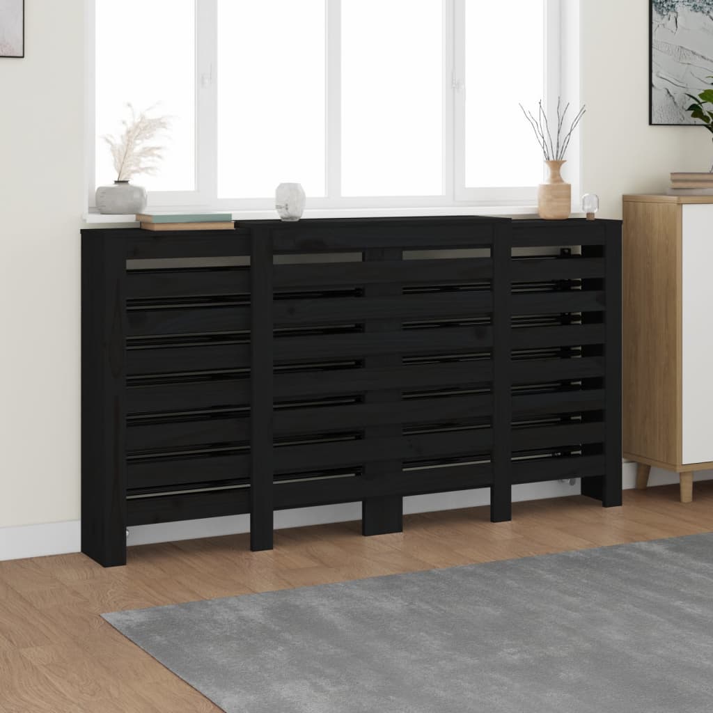 VidaXL Boîtier de radiateur 210x21x85 cm bois de pin massif noir