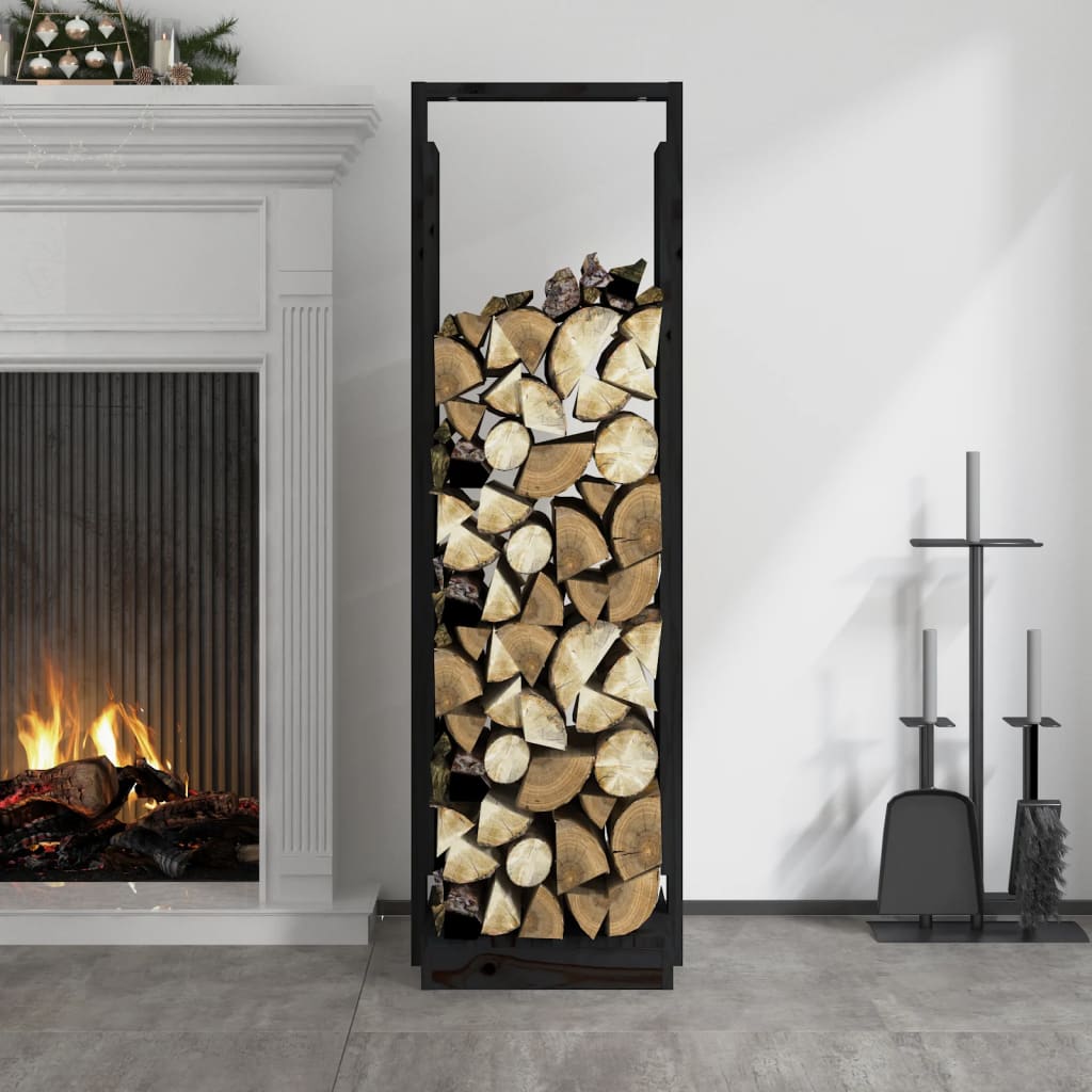 Porte-bloc de bois vidaxl 33.5x30x110 cm Pine solide noir