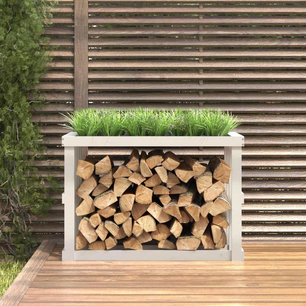 Vidaxx porte-bûches en bois 108x52x74 cm bois de pin massif blanc
