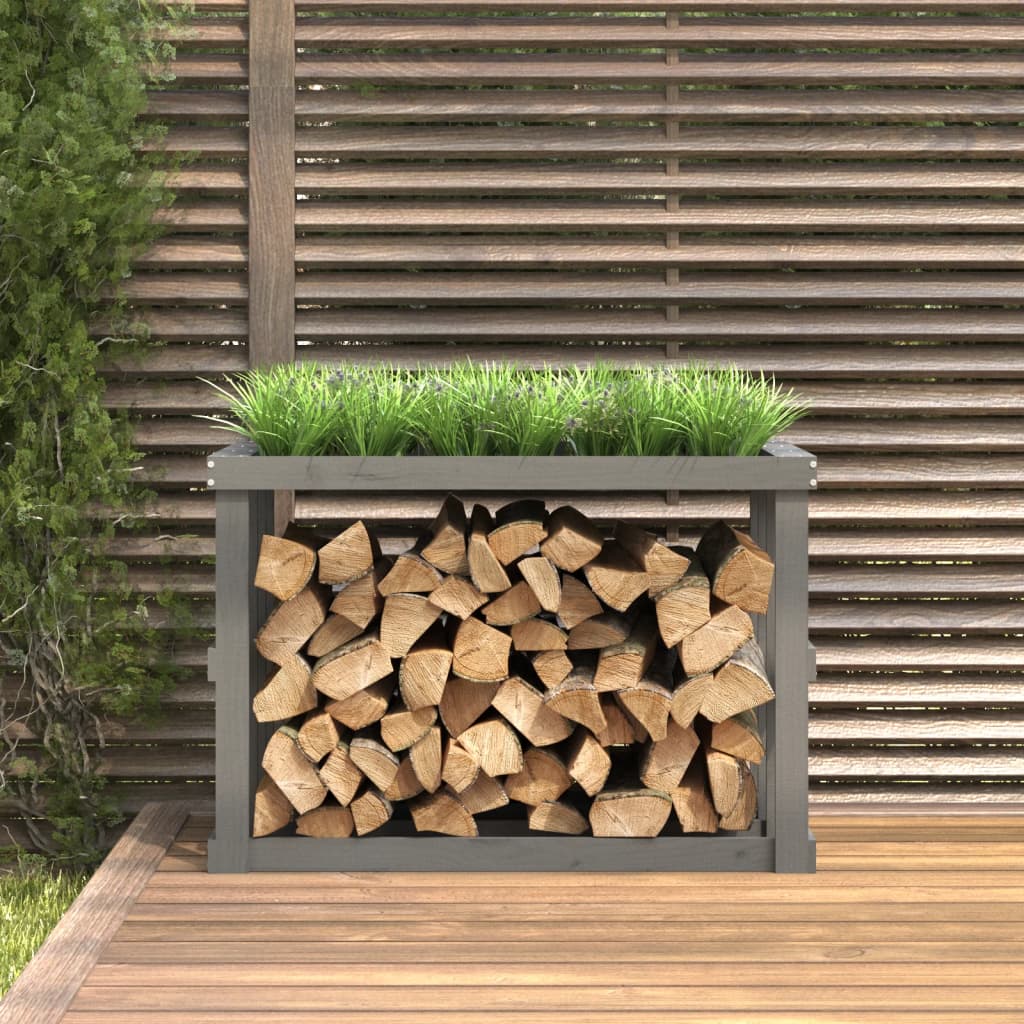 Porte-bloc de bois vidaxl 108x52x74 cm en pin massif gris