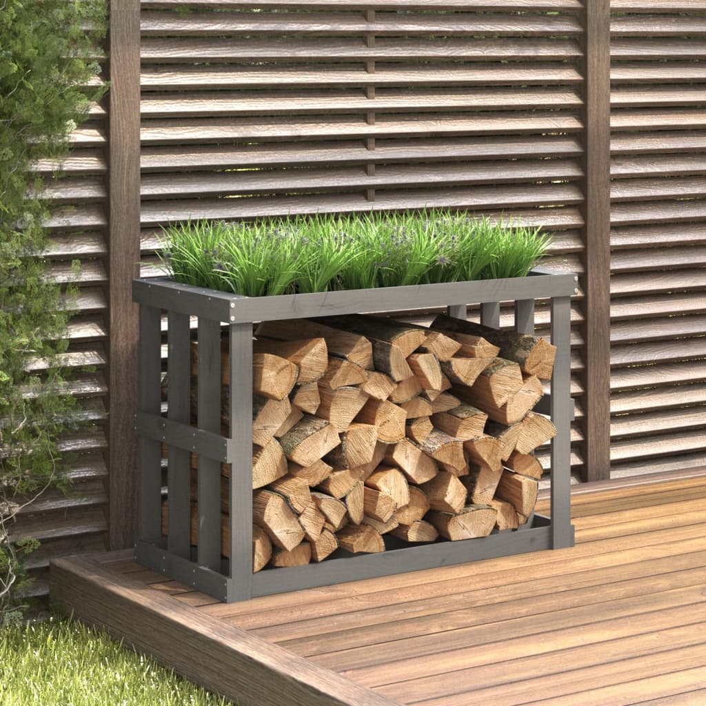 Porte-bloc de bois vidaxl 108x52x74 cm en pin massif gris