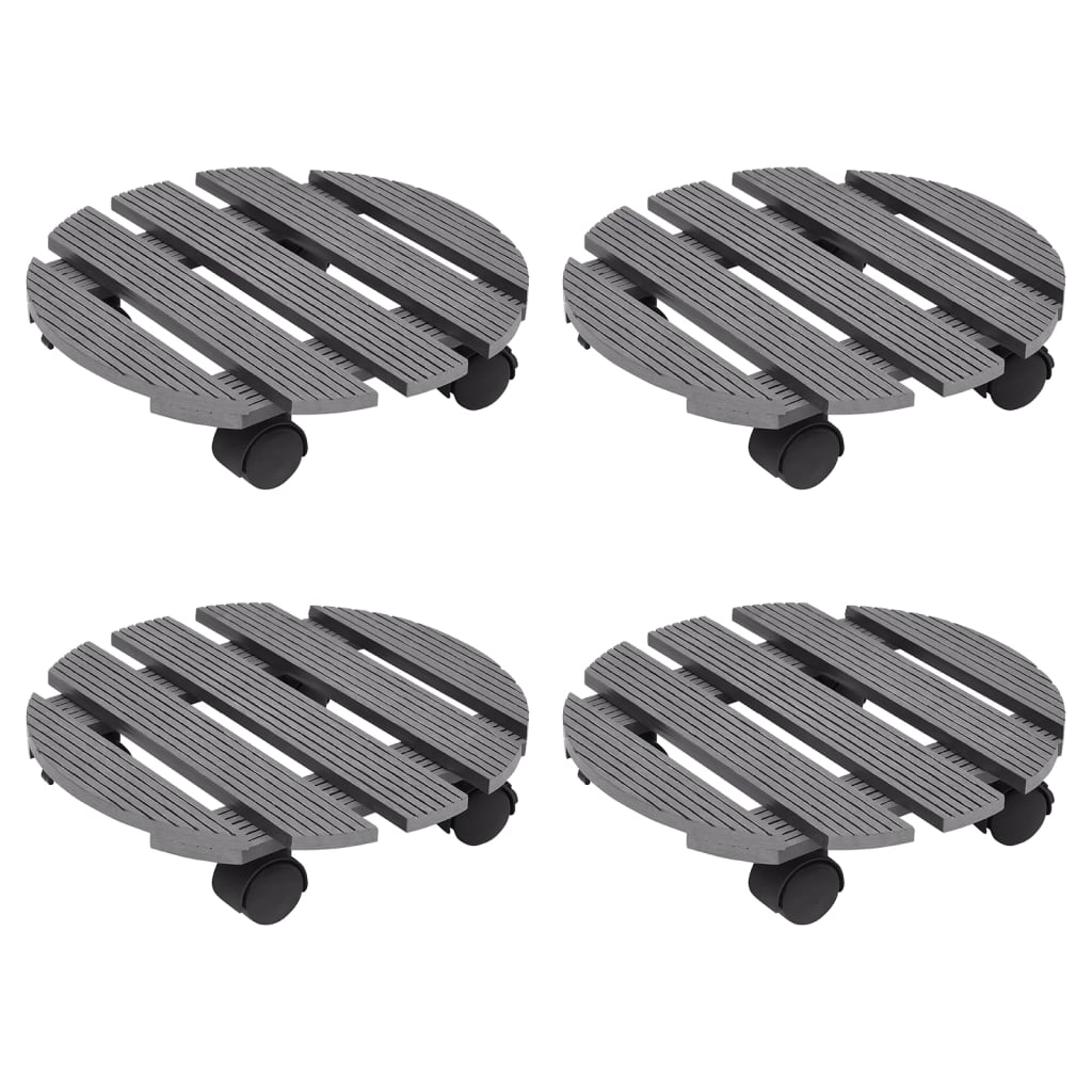VidaXL Chariots à plantes 4 pcs Ø30x7,5 cm HKC gris