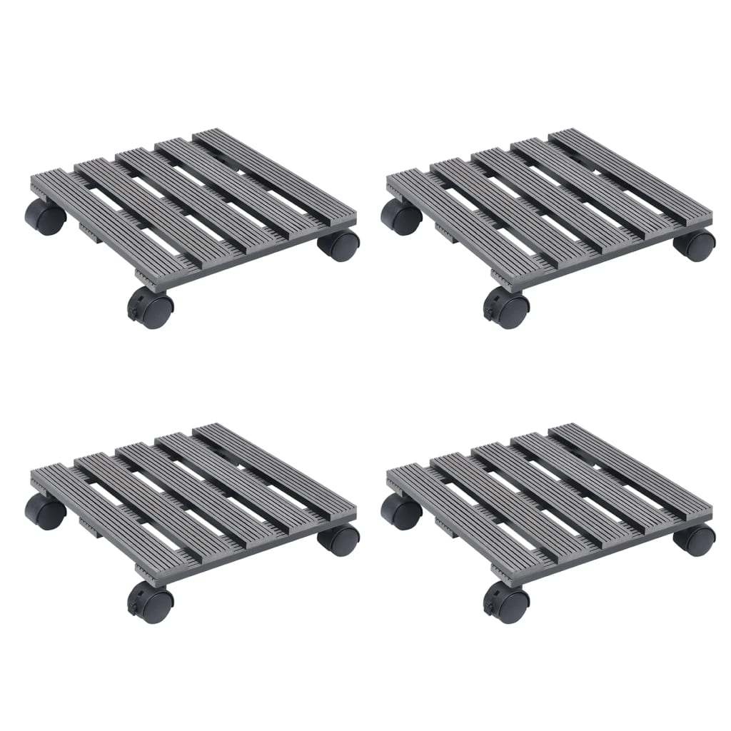 VidaXL Chariots à plantes 4 pcs 30x30x7,5 cm HKC gris