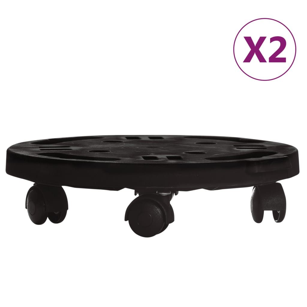 Trolleys végétaux vidaxl avec roues 2 pcs 170 kg de diamètre 30 cm noir