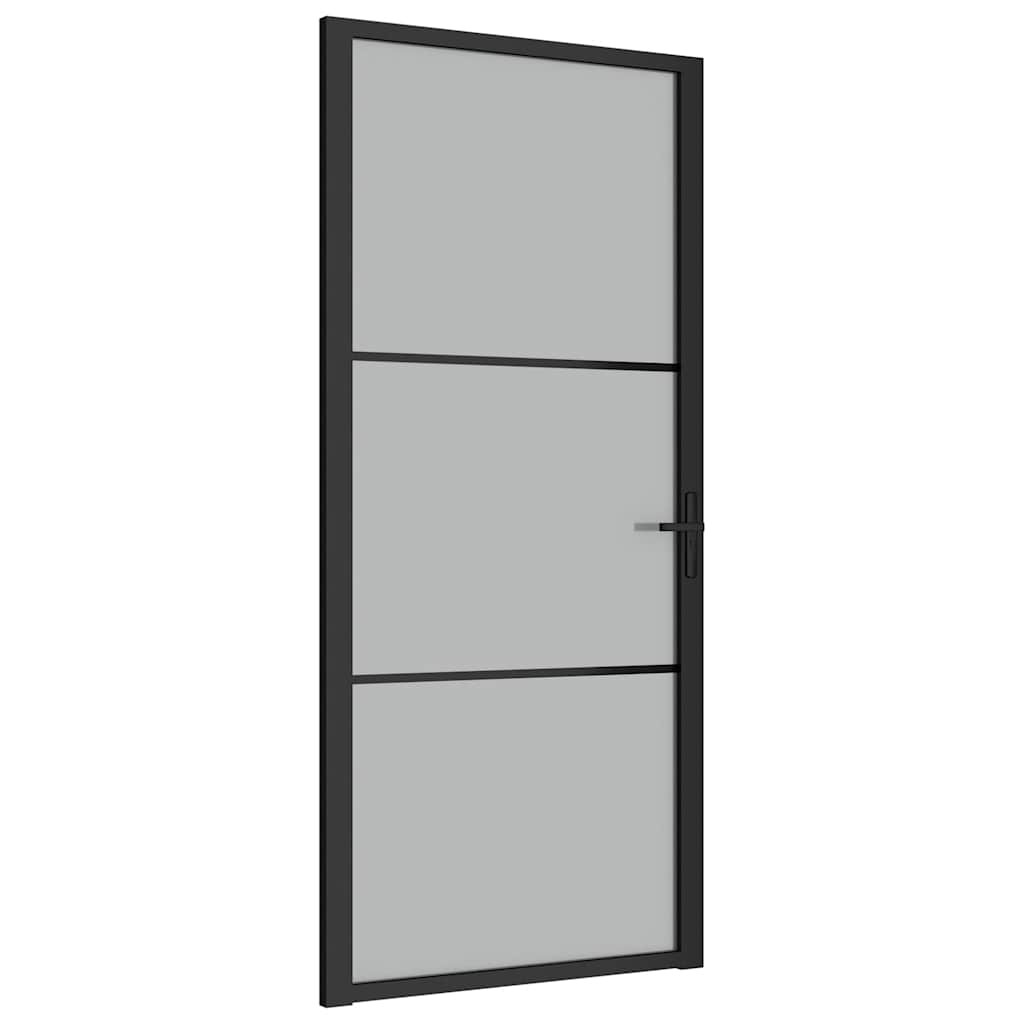 VidaXL Porte intérieure 93x201,5 cm verre dépoli et aluminium noir