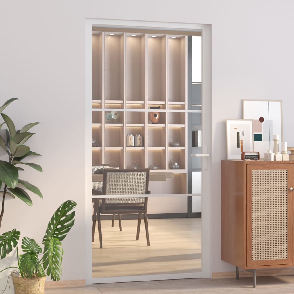 VidaXL Porte intérieure 102,5x201,5 cm verre ESG et aluminium blanc