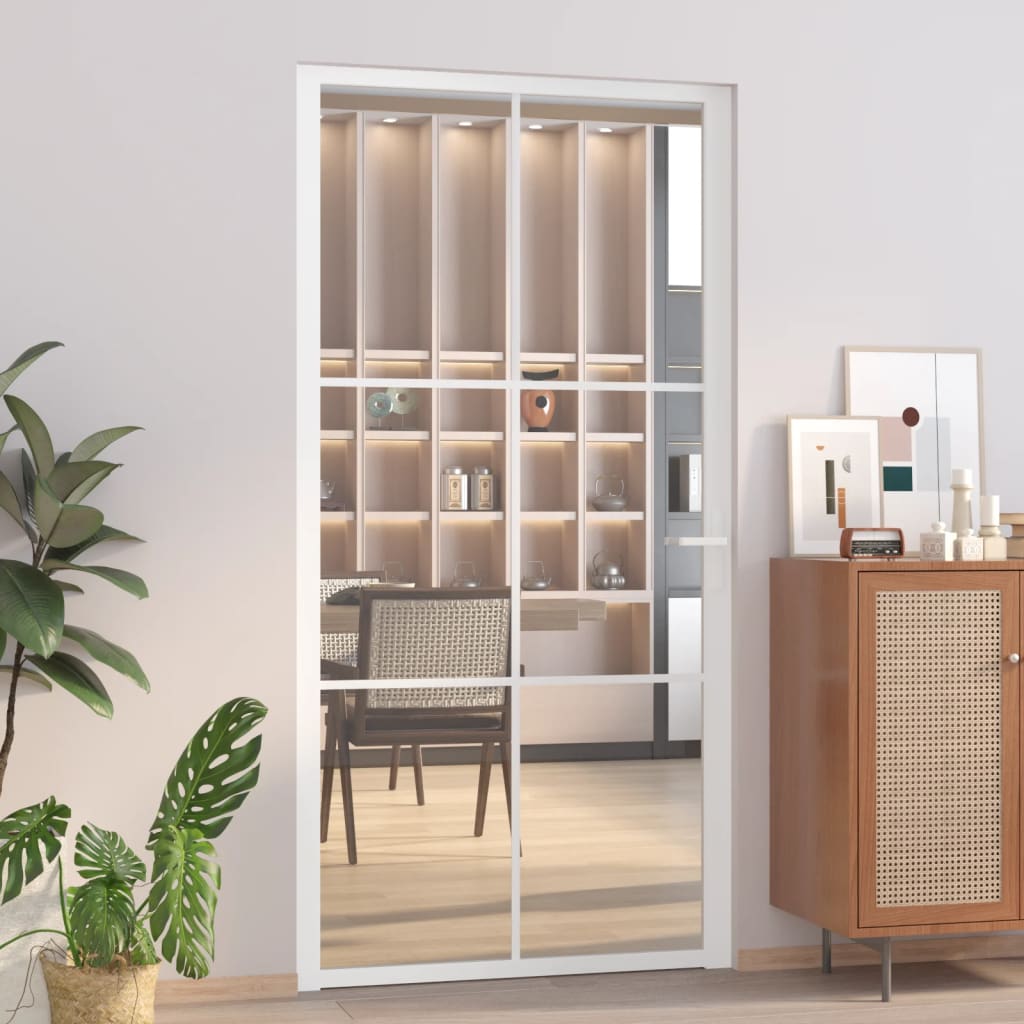 VidaXL Porte intérieure 102,5x201,5 cm verre ESG et aluminium blanc