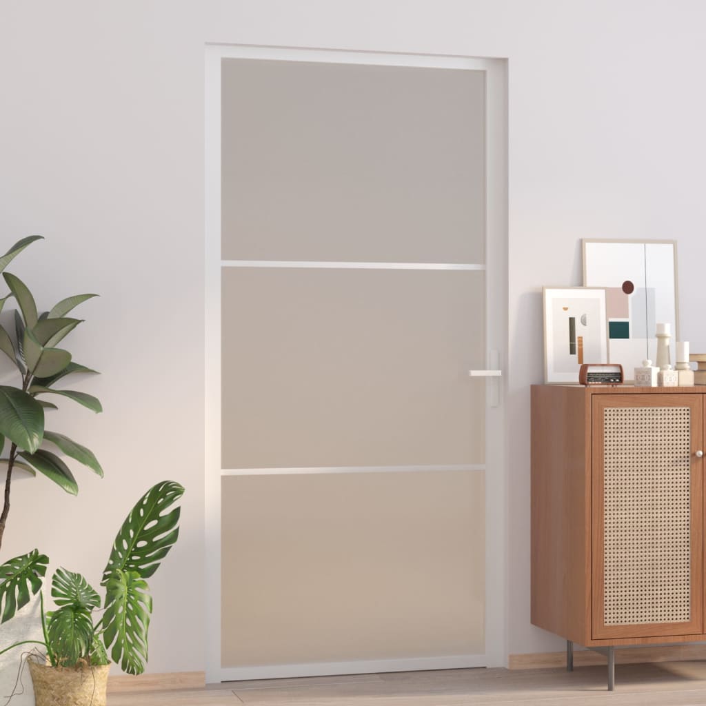 Vidaxl Porte intérieure 102.5x201,5 cm en verre Matt et aluminium blanc
