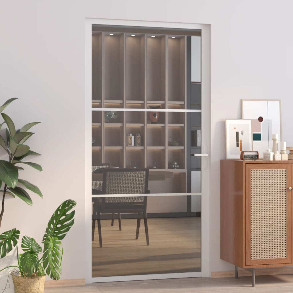 VidaXL Porte intérieure 102,5x201,5 cm verre ESG et aluminium blanc