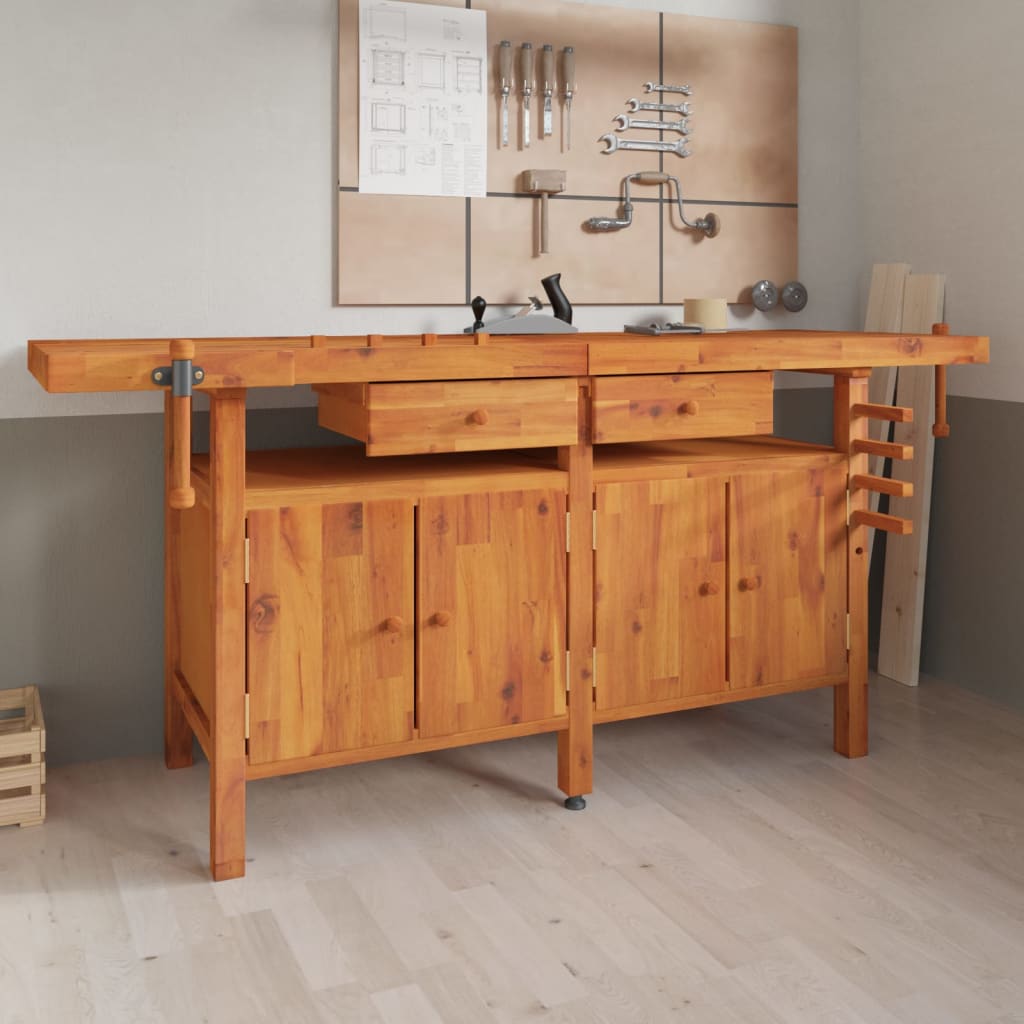VidaXL Établi avec tiroirs et étaux 192x62x83 cm bois d'acacia