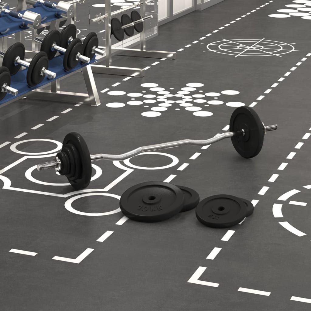 VidaXL Haltère avec poids 60 kg en fonte et acier chromé