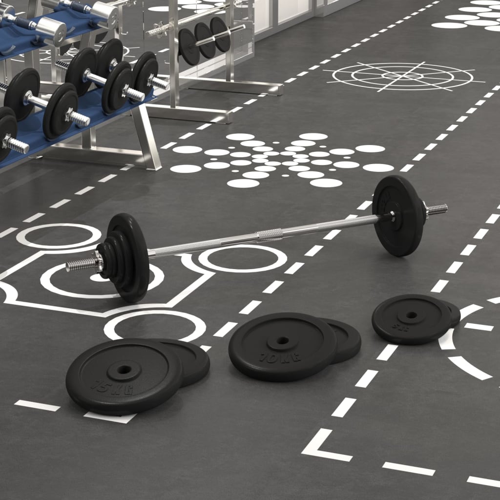 VidaXL Haltère avec poids 90 kg en fonte