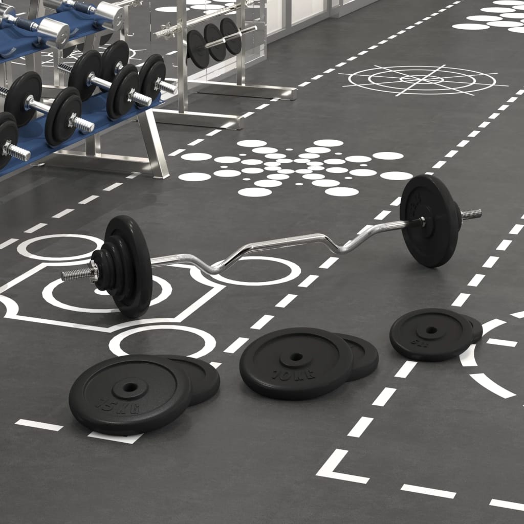 VidaXL Haltère avec poids 90 kg en fonte et acier chromé