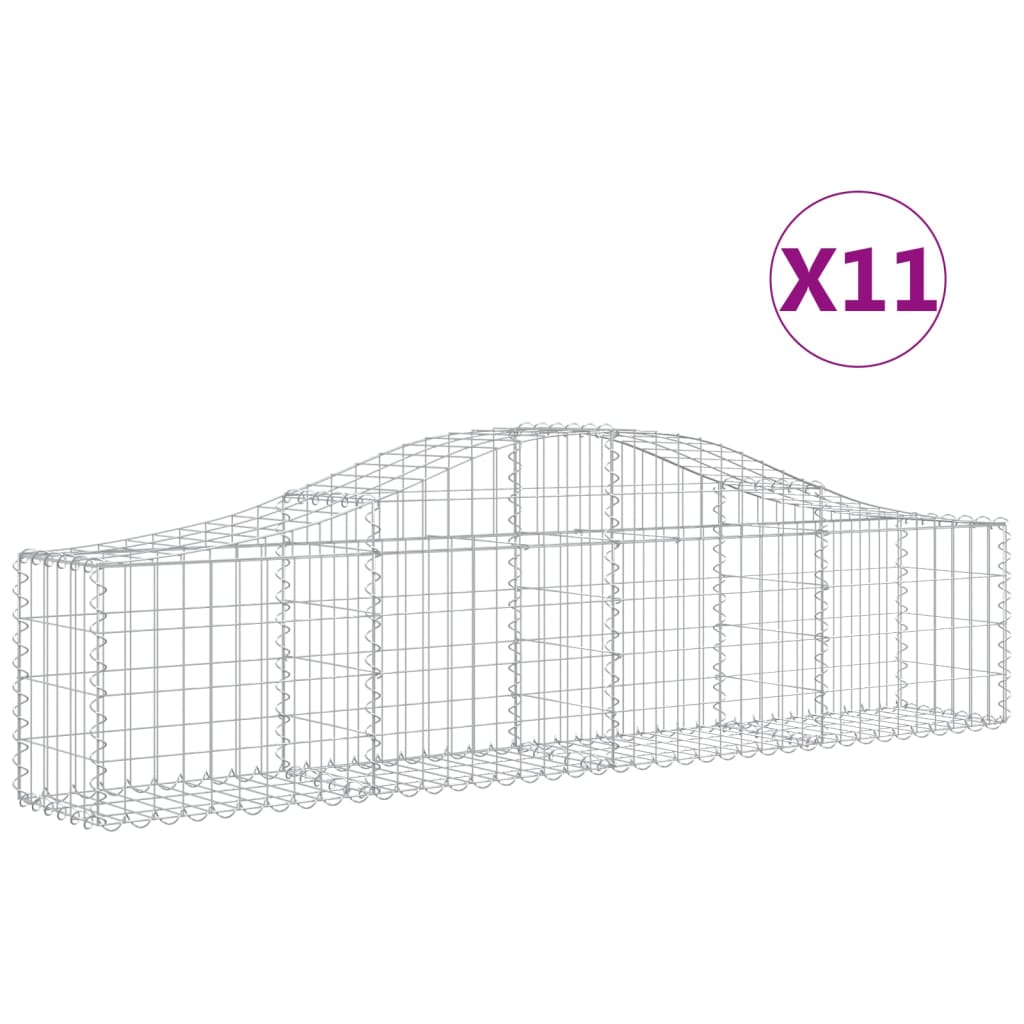 VidaXL Gabions 11 pcs courbé 200x30x40 60 cm fer galvanisé