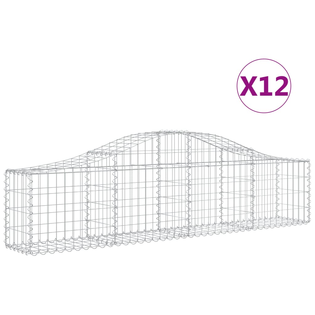 VidaXL Gabions 12 pcs courbé 200x30x40 60 cm fer galvanisé