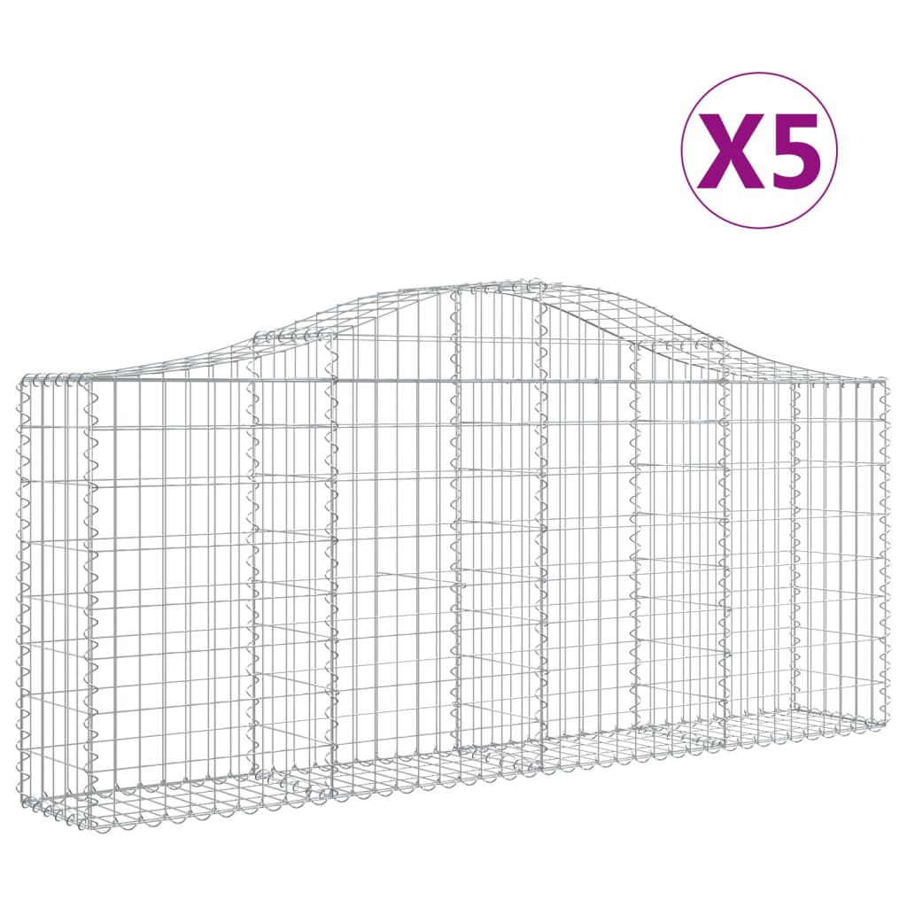 VidaXL Gabions 5 pcs courbé 200x30x80 100 cm fer galvanisé
