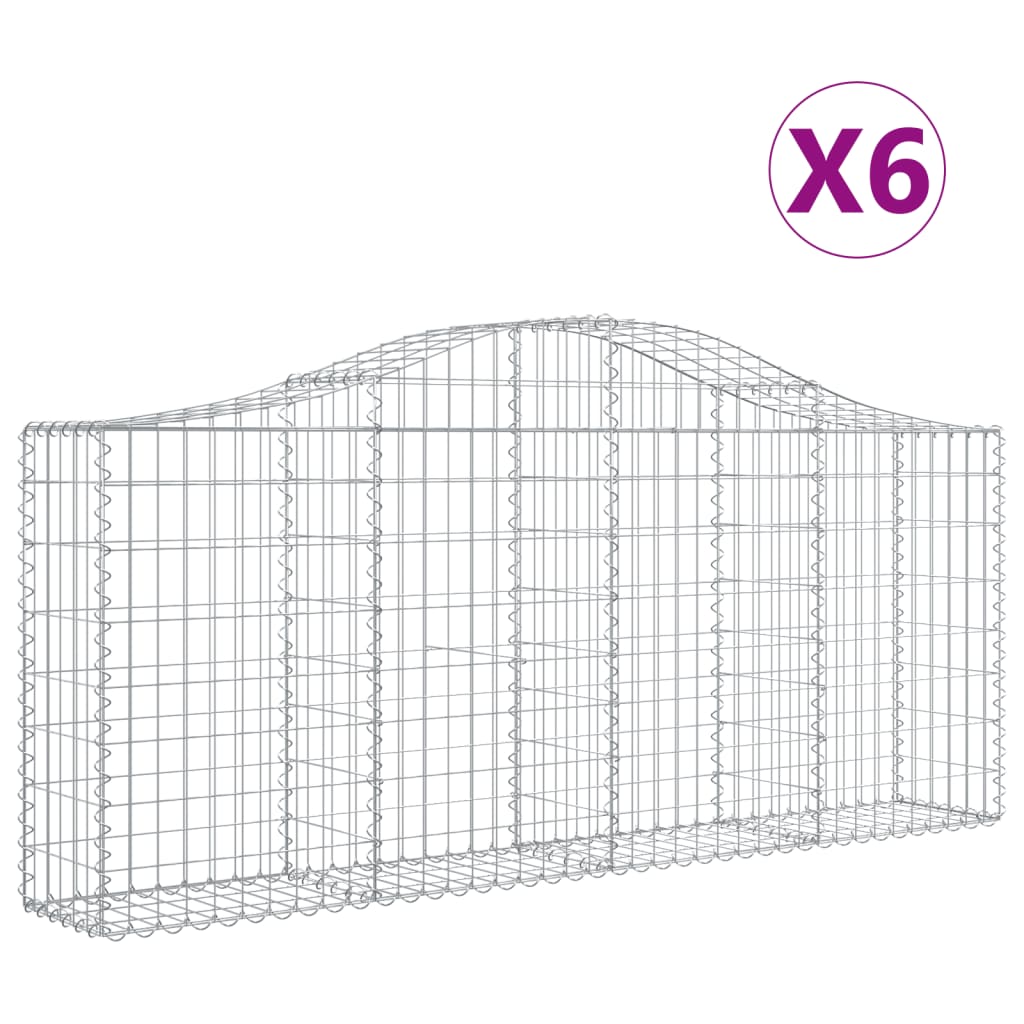 VidaXL Gabions 6 pcs courbé 200x30x80 100 cm fer galvanisé