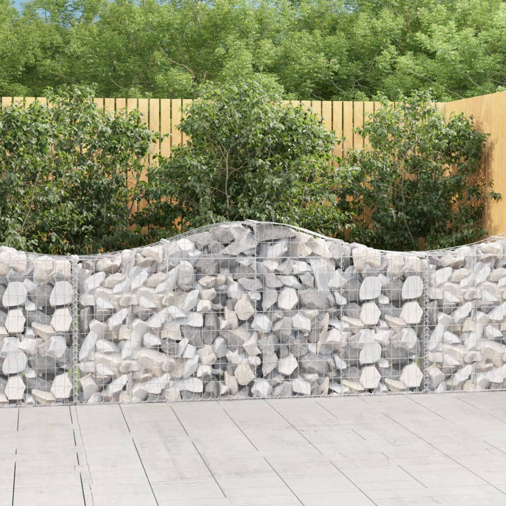 VidaXL Gabions 7 pcs courbé 200x30x80 100 cm fer galvanisé