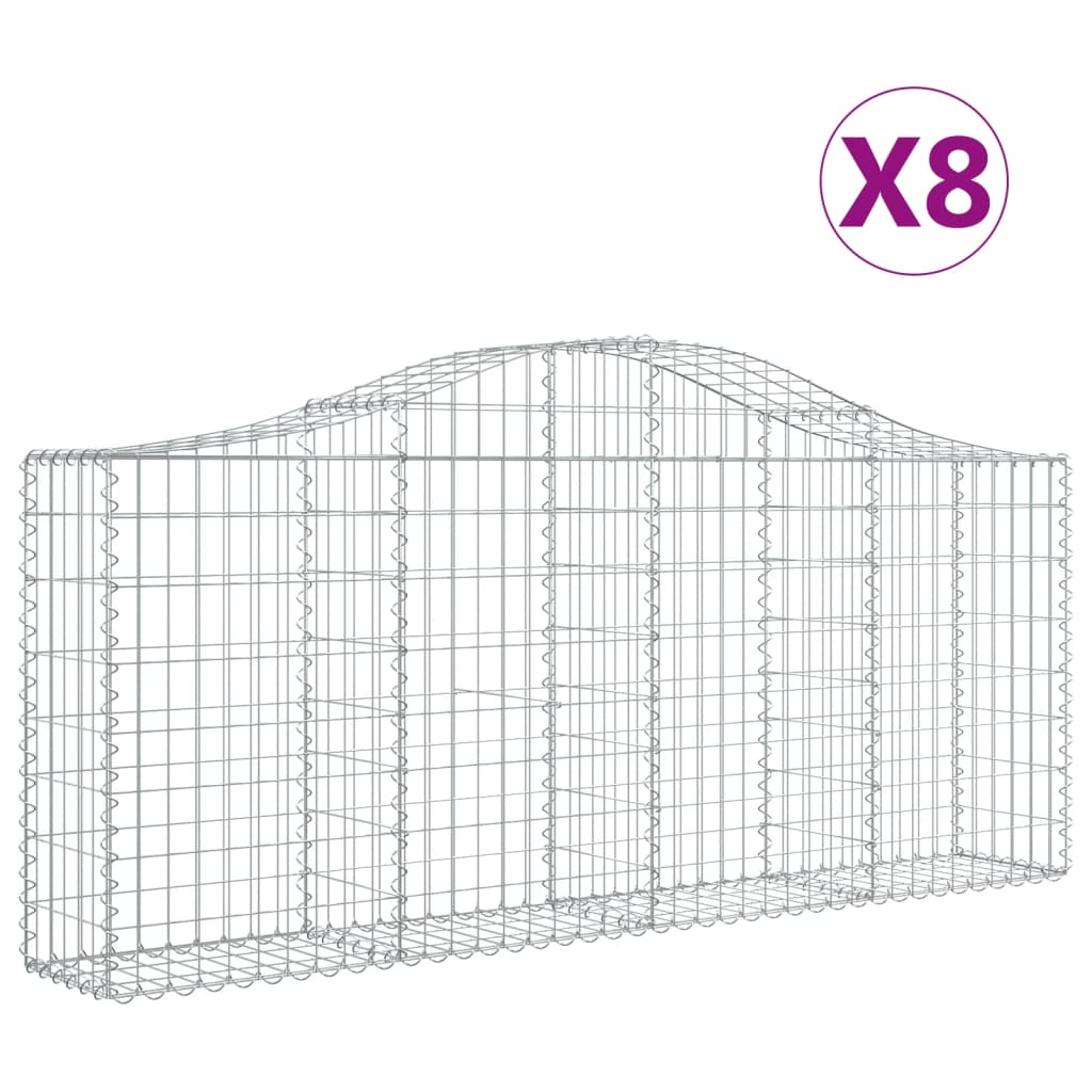 VidaXL Gabions 8 pcs courbé 200x30x80 100 cm fer galvanisé