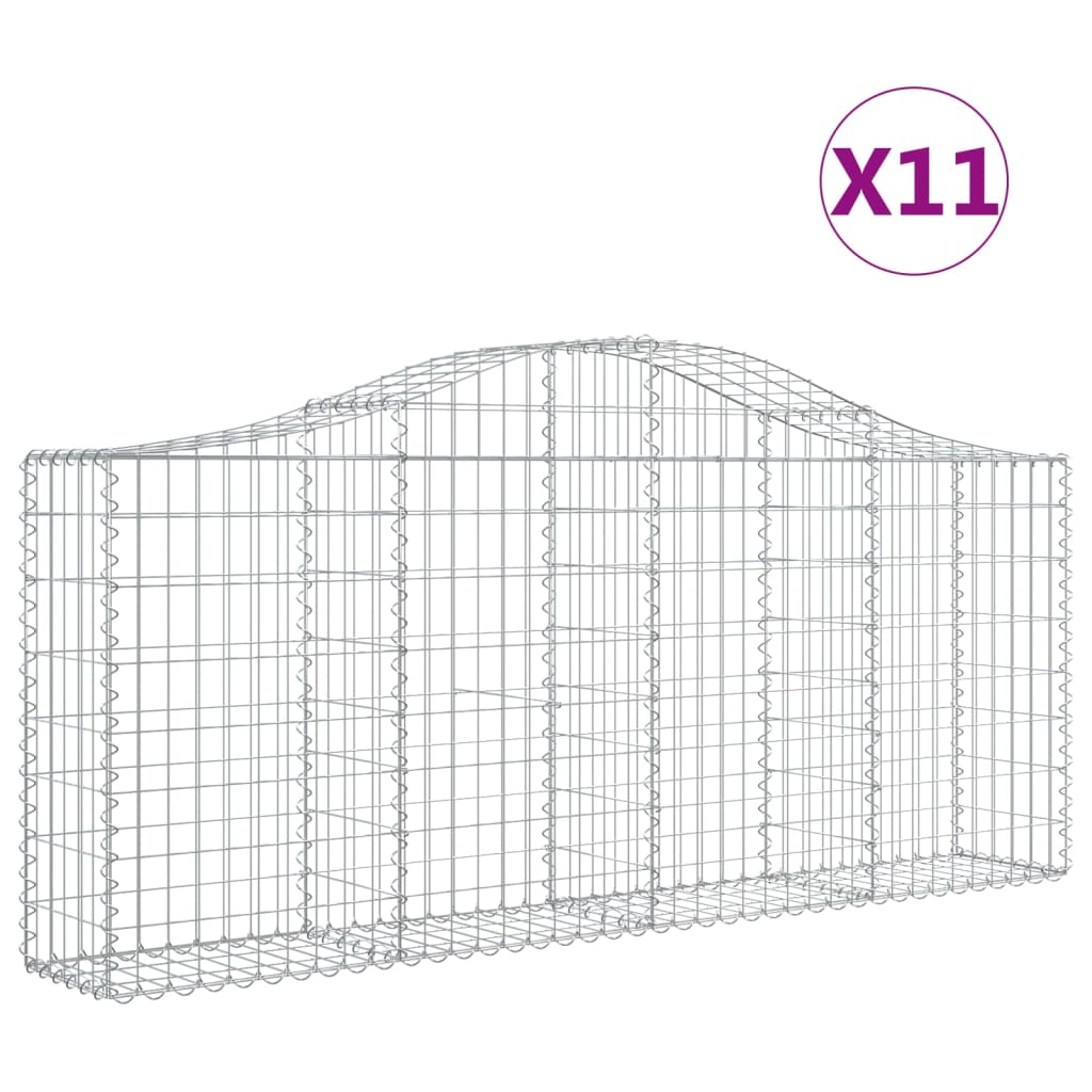 VidaXL Gabions 11 pcs courbé 200x30x80 100 cm fer