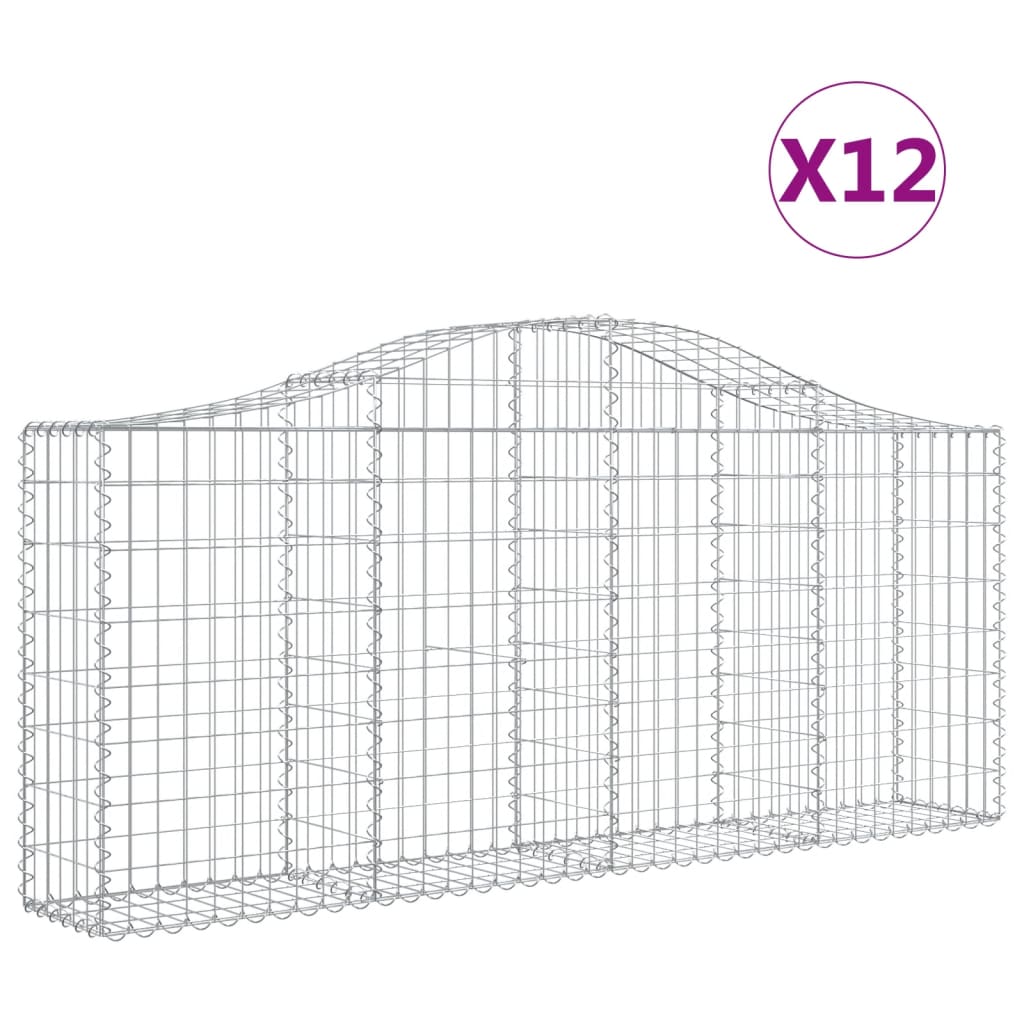 VidaXL Gabions 12 pcs courbé 200x30x80 100 cm fer