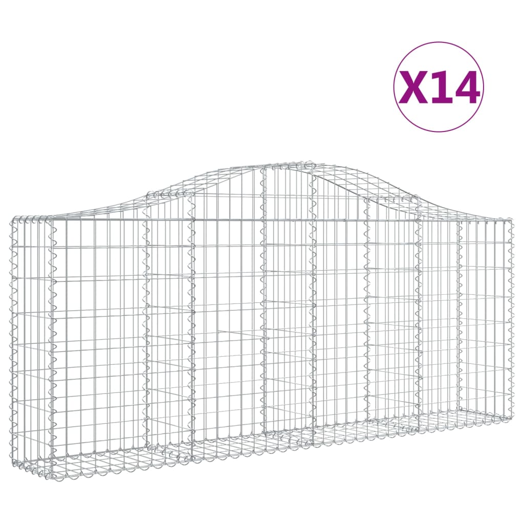 VidaXL Gabions 14 pcs courbé 200x30x80 100 cm fer