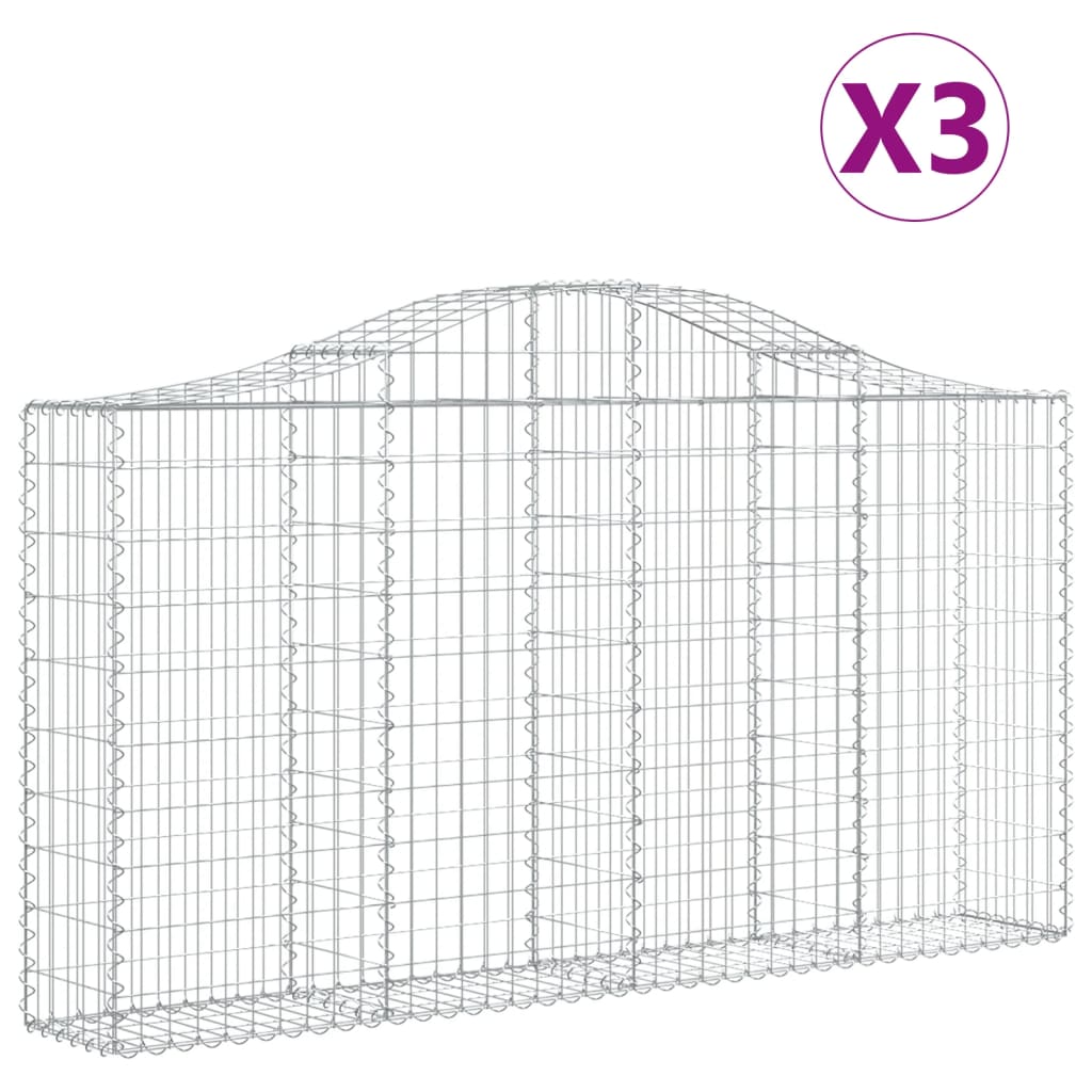 VidaXL Gabions 3 pcs courbé 200x30x100 120 cm fer
