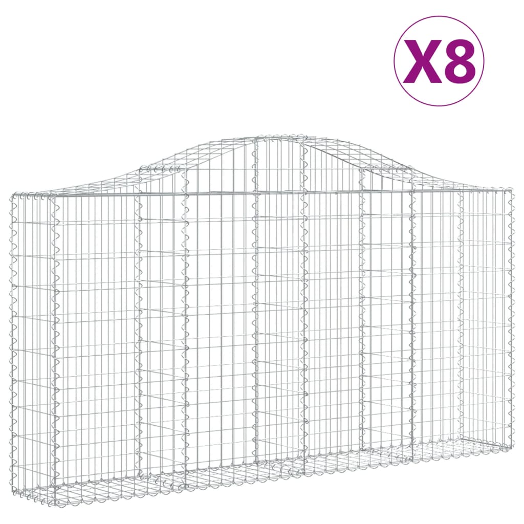VidaXL Gabions 8 pcs courbé 200x30x100 120 cm fer