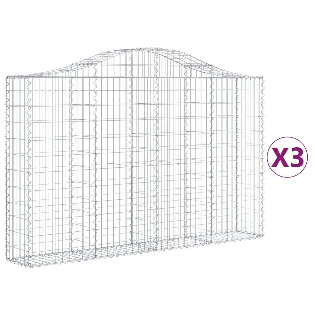 VidaXL Gabions 3 pcs courbé 200x30x120 140 cm fer