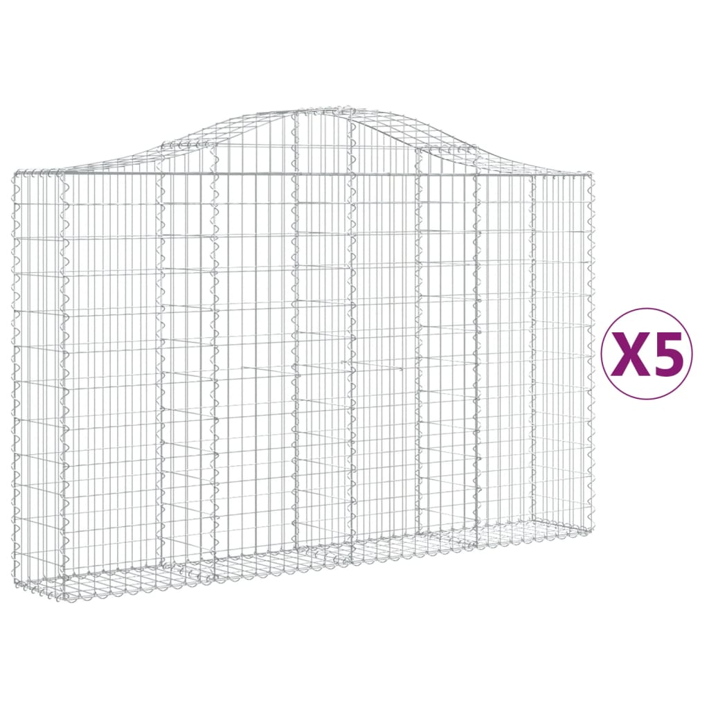 VidaXL Gabions 5 pcs courbé 200x30x120 140 cm fer