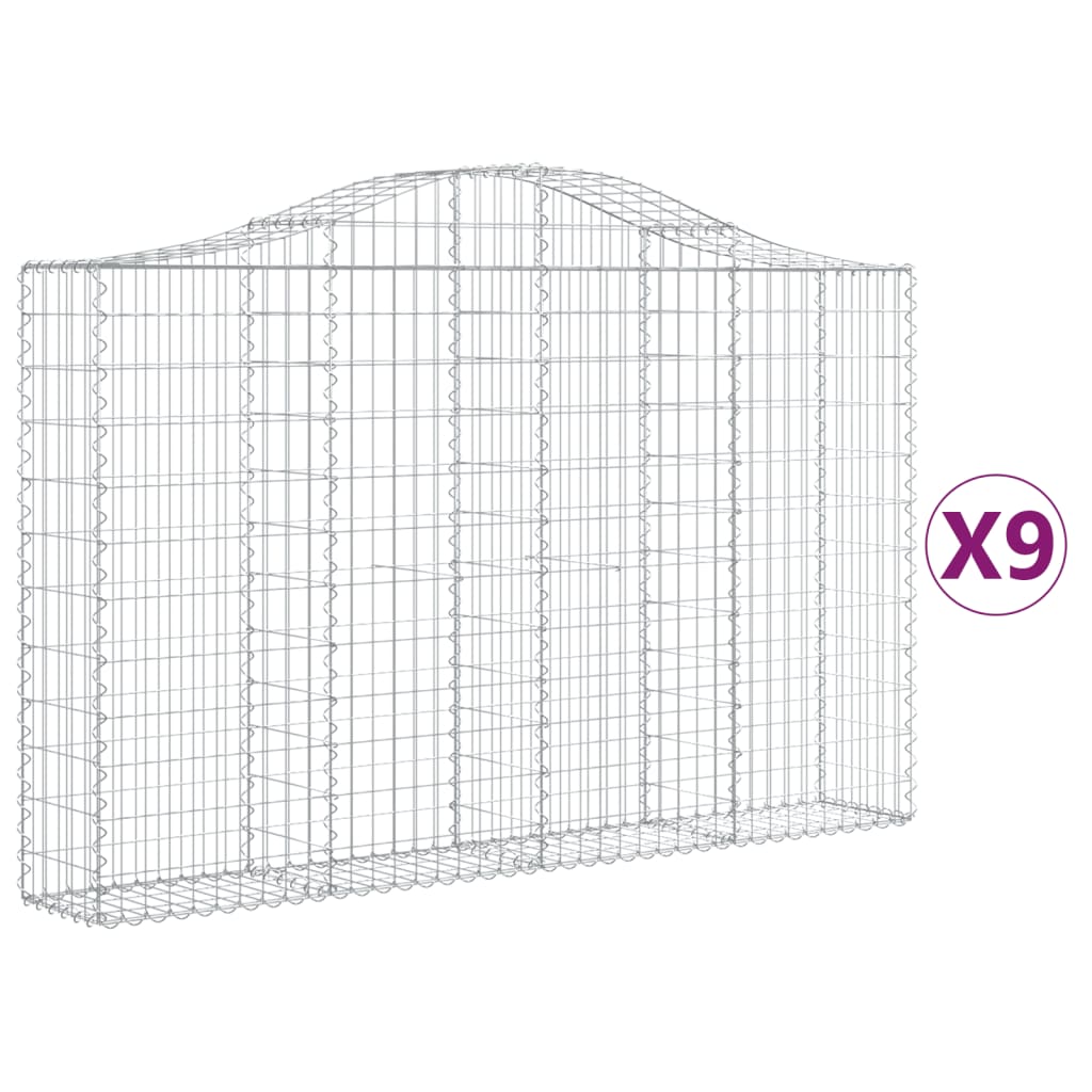 VidaXL Gabions 9 pcs courbé 200x30x120 140 cm fer