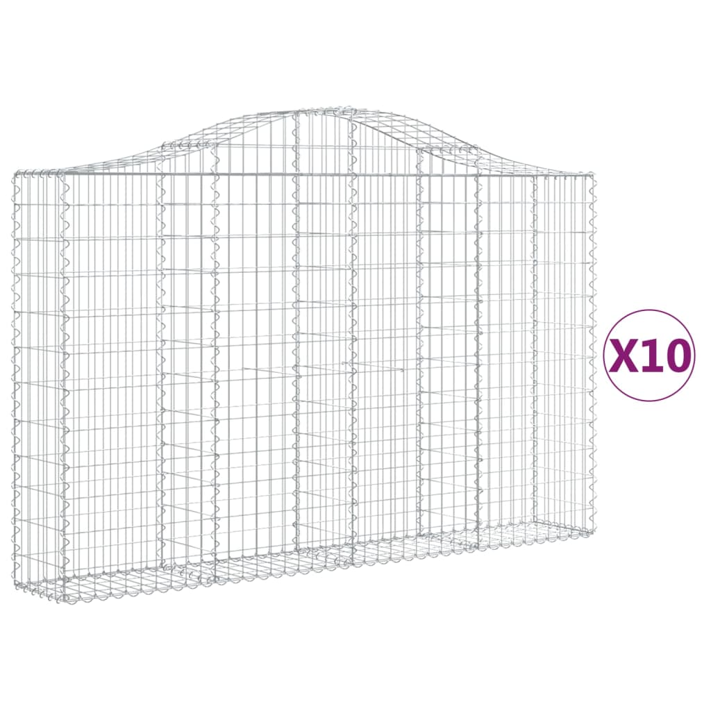 VidaXL Gabions 10 pcs courbé 200x30x120 140 cm fer
