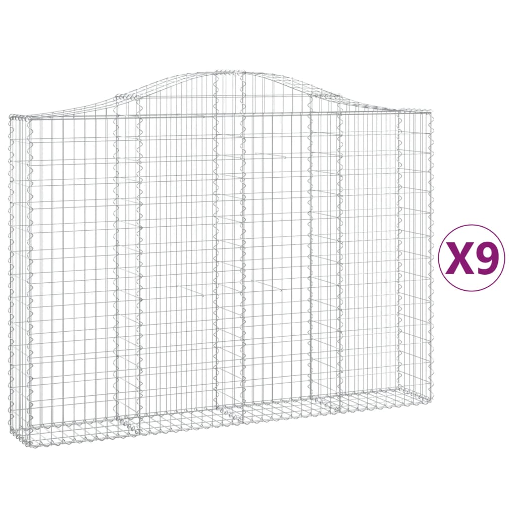 VidaXL Gabions 9 pcs courbé 200x30x140 160 cm fer