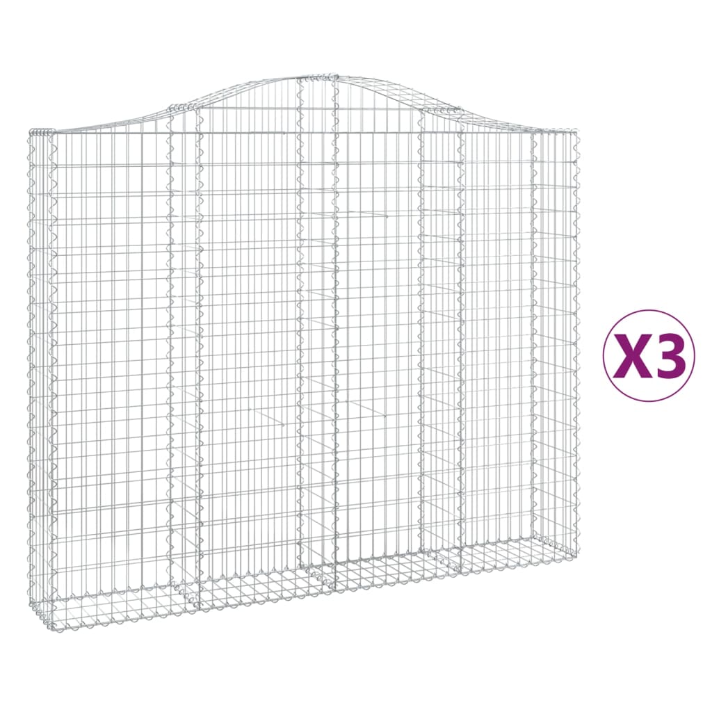 VidaXL Gabions 3 pcs courbé 200x30x160 180 cm fer