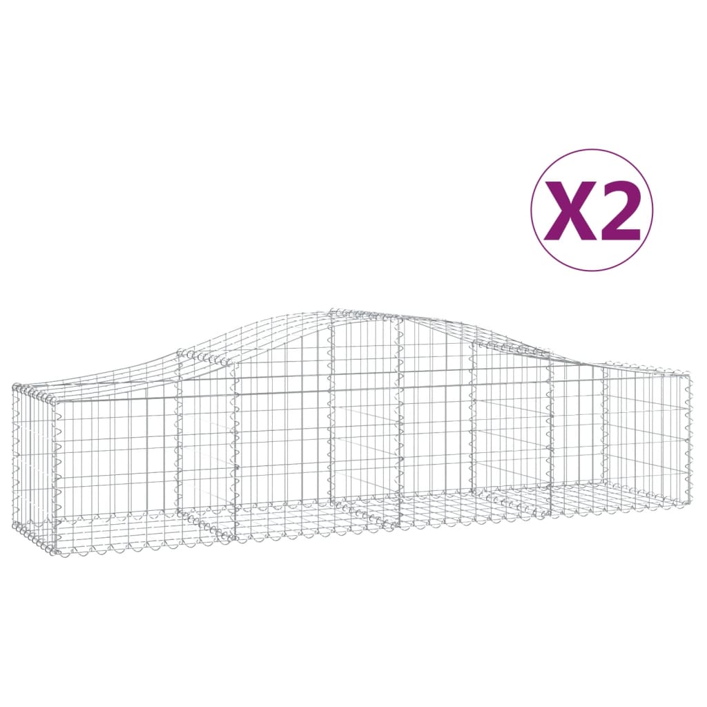 VidaXL Gabions 2 pcs courbé 200x50x40 60 cm fer galvanisé