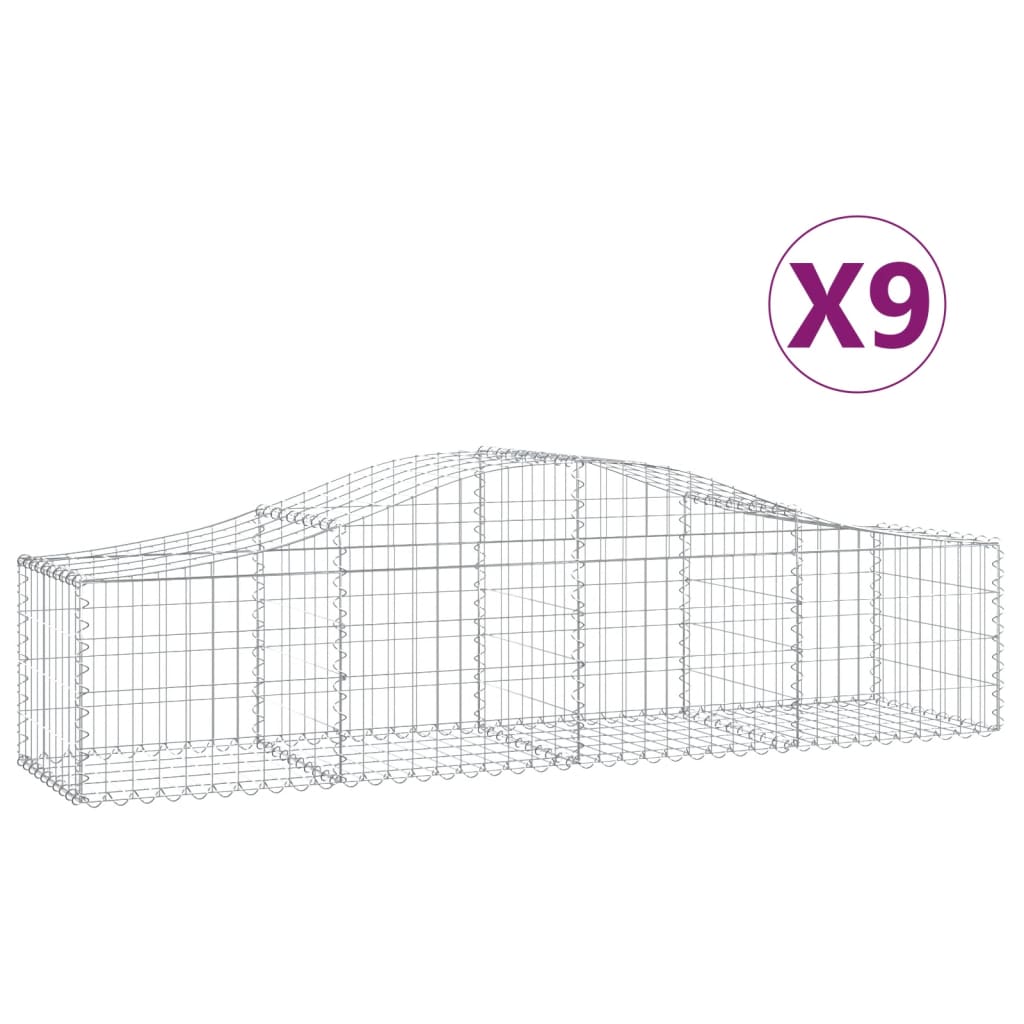 VidaXL Gabions 9 pcs courbé 200x50x40 60 cm fer galvanisé